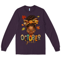 Plum october girl afro woman fall Long Sleeve Tee - texasbilliewilder