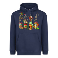 Navy christmas skeleton coffee cups Heavyweight Hoodie - FaDigitalArtStudio