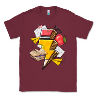 Burgundy teacher lightning bolt Classic Tee - texasbilliewilder
