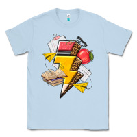 Dusty Blue teacher lightning bolt Classic Tee - texasbilliewilder