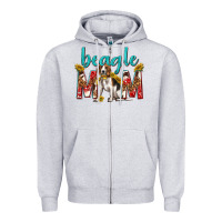 Heather Grey western beagle mom Zipper Hoodie - texasbilliewilder