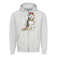 Dove Grey husky with christmas lights Zipper Hoodie - RanaPortraitStore