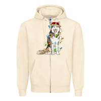 Sandshell husky with christmas lights Zipper Hoodie - RanaPortraitStore