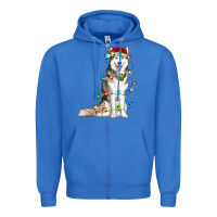 True Royal husky with christmas lights Zipper Hoodie - RanaPortraitStore
