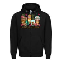 Black cafecito y chisme coffee cups Zipper Hoodie - Zillion Design Studio