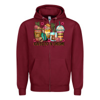 Burgundy cafecito y chisme coffee cups Zipper Hoodie - Zillion Design Studio