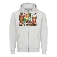 Cafecito Y Chisme Coffee Cups Zipper Hoodie | Teevron
