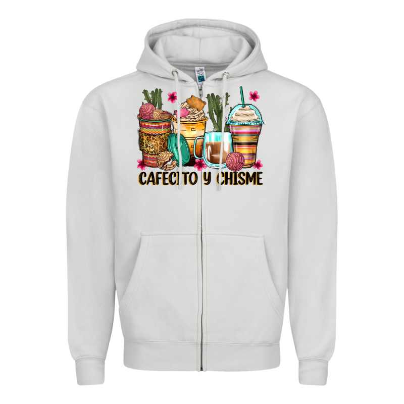 Cafecito Y Chisme Coffee Cups Zipper Hoodie by Zillion Design Studio | Teevron