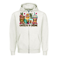 Oatmeal Heather cafecito y chisme coffee cups Zipper Hoodie - Zillion Design Studio