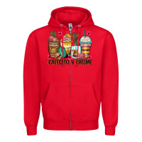 Red cafecito y chisme coffee cups Zipper Hoodie - Zillion Design Studio