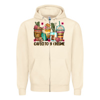Sandshell cafecito y chisme coffee cups Zipper Hoodie - Zillion Design Studio
