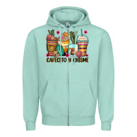 Seafoam cafecito y chisme coffee cups Zipper Hoodie - Zillion Design Studio