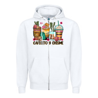 White cafecito y chisme coffee cups Zipper Hoodie - Zillion Design Studio
