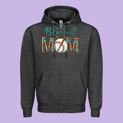 Western Blessed Mom With Baseball Zipper Hoodie Designed By Texasbilliewilder