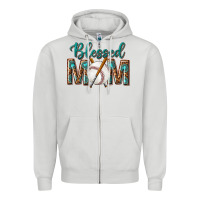 Dove Grey western blessed mom with baseball Zipper Hoodie - texasbilliewilder