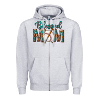 Heather Grey western blessed mom with baseball Zipper Hoodie - texasbilliewilder