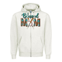 Oatmeal Heather western blessed mom with baseball Zipper Hoodie - texasbilliewilder