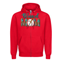 Red western blessed mom with baseball Zipper Hoodie - texasbilliewilder
