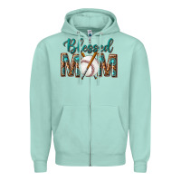 Seafoam western blessed mom with baseball Zipper Hoodie - texasbilliewilder