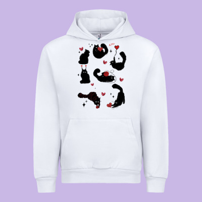 Valentine Cat Urban Hoodie Designed By Maliassmallbusiness