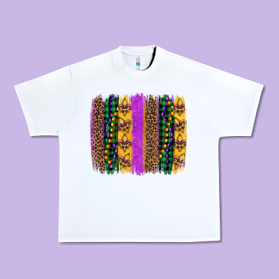 Mardi Gras Fleur De Lis And Beads Brush Stroke Urban Heavy Tee Designed By Artiststas