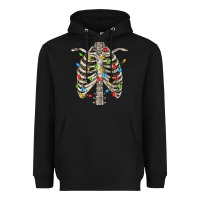 Black Christmas Rib Cage Heavyweight Hoodie - FaDigitalArtStudio