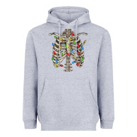Heather Grey Christmas Rib Cage Heavyweight Hoodie - FaDigitalArtStudio