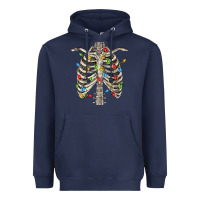 Navy Christmas Rib Cage Heavyweight Hoodie - FaDigitalArtStudio