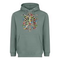 Sage Christmas Rib Cage Heavyweight Hoodie - FaDigitalArtStudio