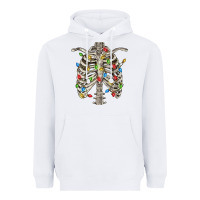 White Christmas Rib Cage Heavyweight Hoodie - FaDigitalArtStudio