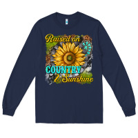 Navy raised on country and sunshine Long Sleeve Tee - texasbilliewilder