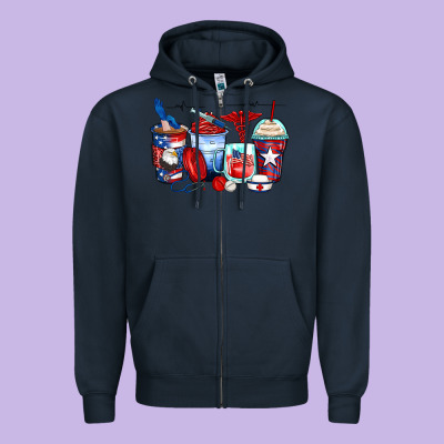 American Nurse Coffee Cups Zipper Hoodie Designed By Zillion Design Studio