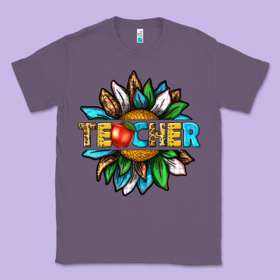 Classic Tee teacher sunflower tbw