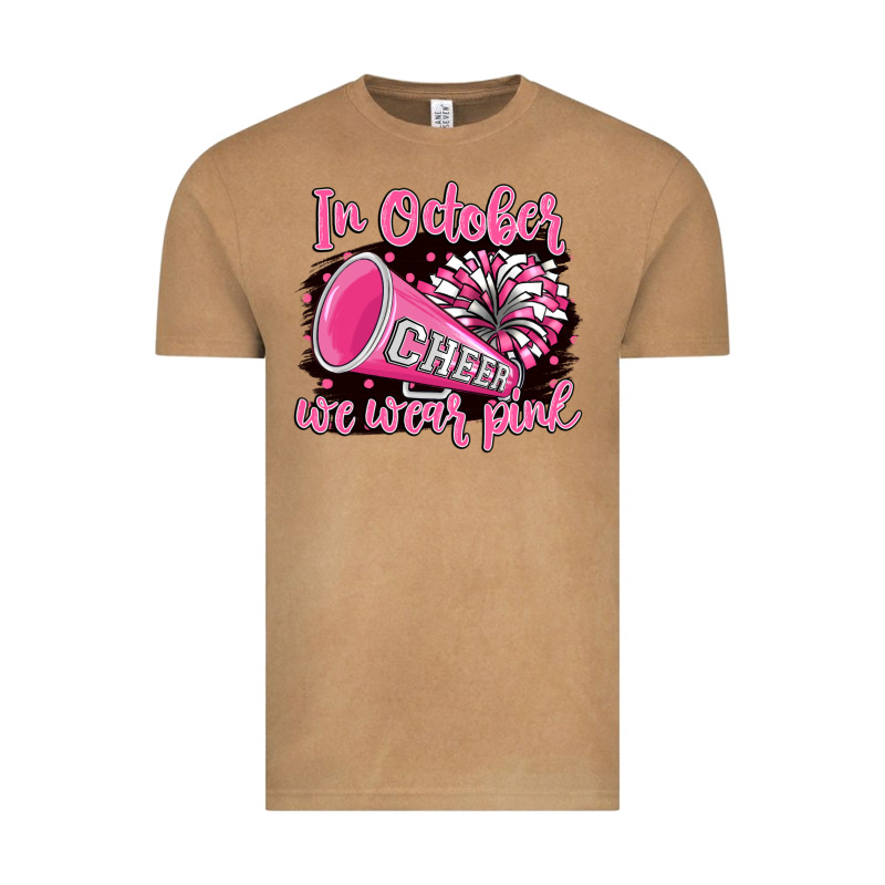 In October We Wear Pink Cheer Vintage Tee by BarkalooDesign | Teevron