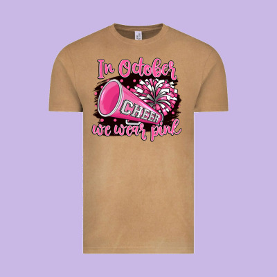 In October We Wear Pink Cheer Vintage Tee Designed By Barkaloodesign