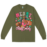 Army Green pink merry christmas black girl sneakers Long Sleeve Tee - RanaPortraitStore