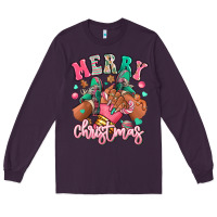 Plum pink merry christmas black girl sneakers Long Sleeve Tee - RanaPortraitStore