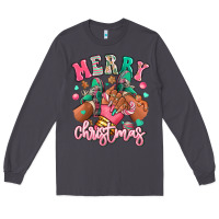 Smoke pink merry christmas black girl sneakers Long Sleeve Tee - RanaPortraitStore