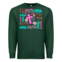 Sports Green faith with cross Premium Sweatshirt - AdoDesignShop
