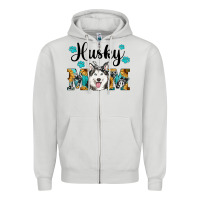 Dove Grey husky mom western Zipper Hoodie - RanaPortraitStore