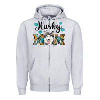 Heather Grey husky mom western Zipper Hoodie - RanaPortraitStore