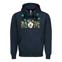 Navy husky mom western Zipper Hoodie - RanaPortraitStore