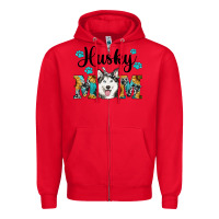 Red husky mom western Zipper Hoodie - RanaPortraitStore