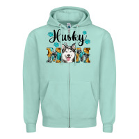 Seafoam husky mom western Zipper Hoodie - RanaPortraitStore