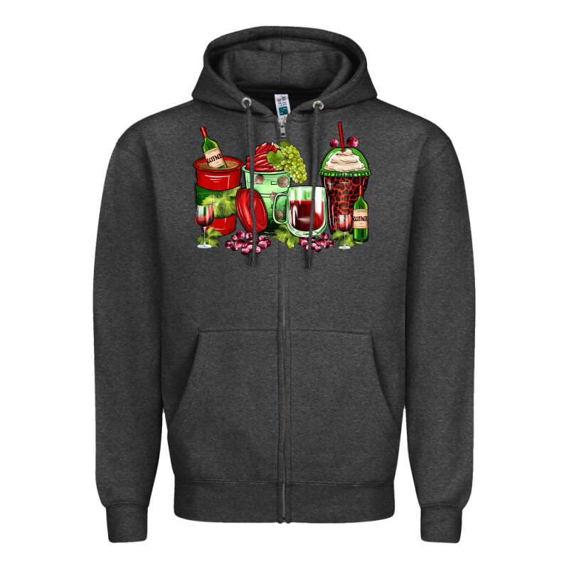 Wine Coffee Cups Zipper Hoodie by Zillion Design Studio | Teevron