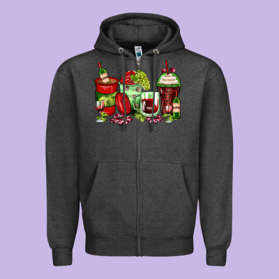 Wine Coffee Cups Zipper Hoodie Designed By Zillion Design Studio