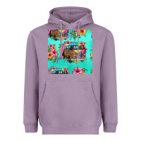 Lavender floral hippie truck seamless pattern Heavyweight Hoodie - HRA Design Shop