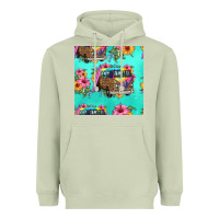 Matcha floral hippie truck seamless pattern Heavyweight Hoodie - HRA Design Shop
