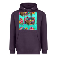 Plum floral hippie truck seamless pattern Heavyweight Hoodie - HRA Design Shop