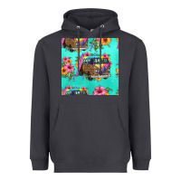 Smoke floral hippie truck seamless pattern Heavyweight Hoodie - HRA Design Shop